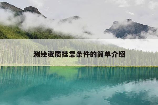 测绘资质 *** 条件的简单介绍